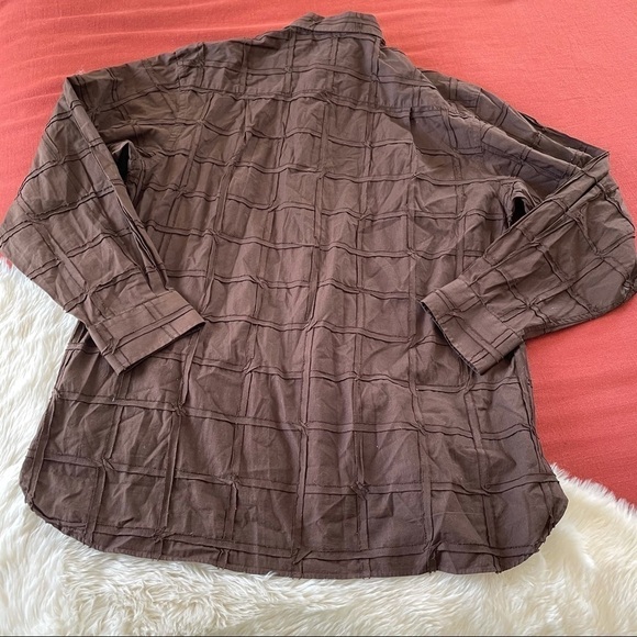 Ike behar textured brown button down shirt sz.L - Picture 4 of 4